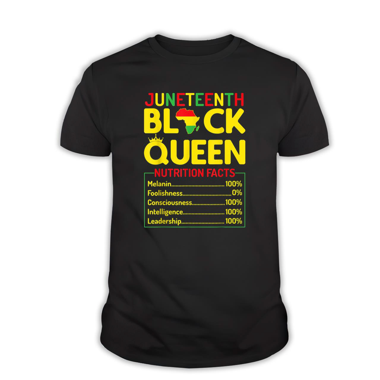 Juneteenth Black Queen Nutritional Facts Melanin African Mom T-Shirt