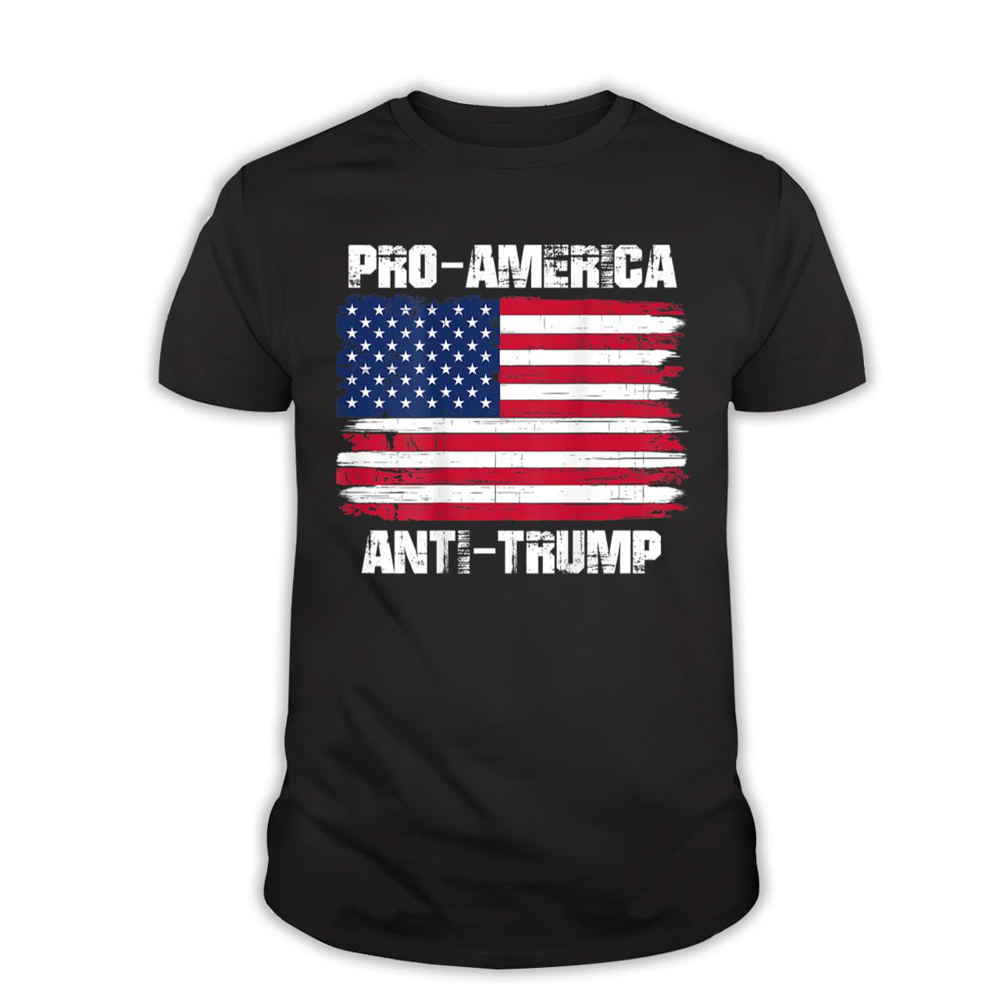 Pro-America Anti-Trump Distressed Weathered American Flag T-Shirt