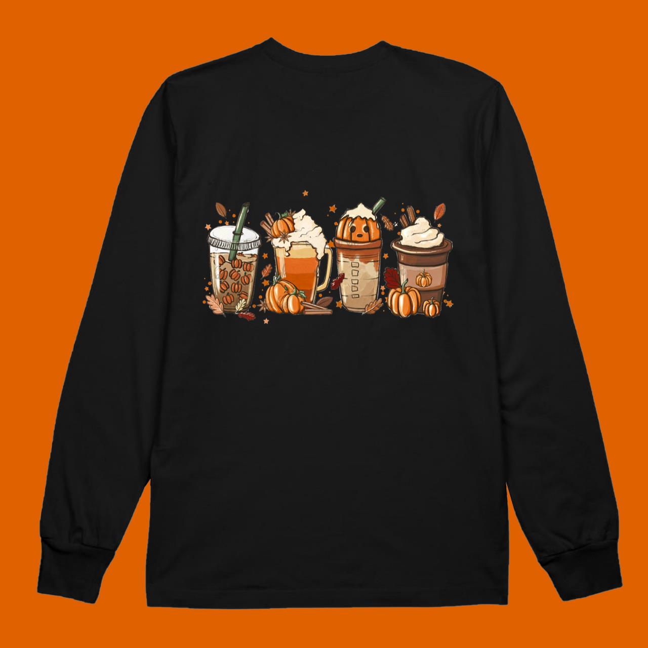 Cute Fall Sweatshirt Halloween Pumpkin Latte Drink Cup Thanksgiving Shirt