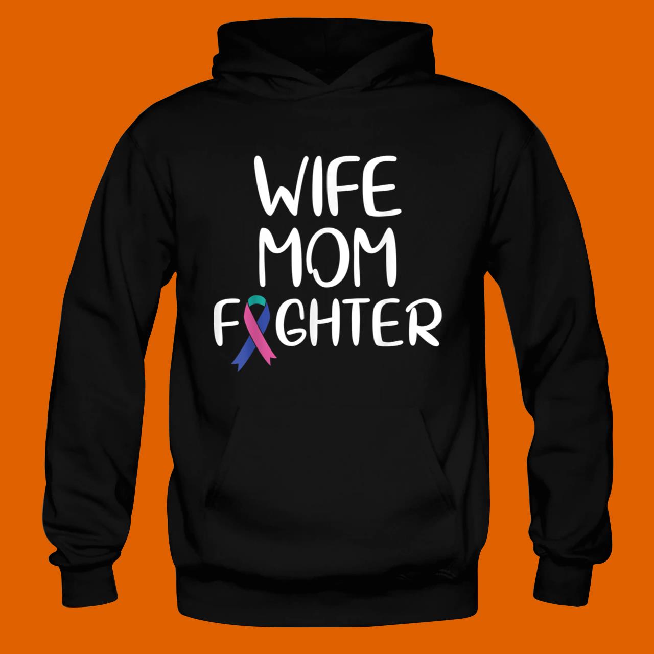 Thyroid Cancer Wife Mom Fighter Thyroid Breast Cancer Awareness T-Shirt