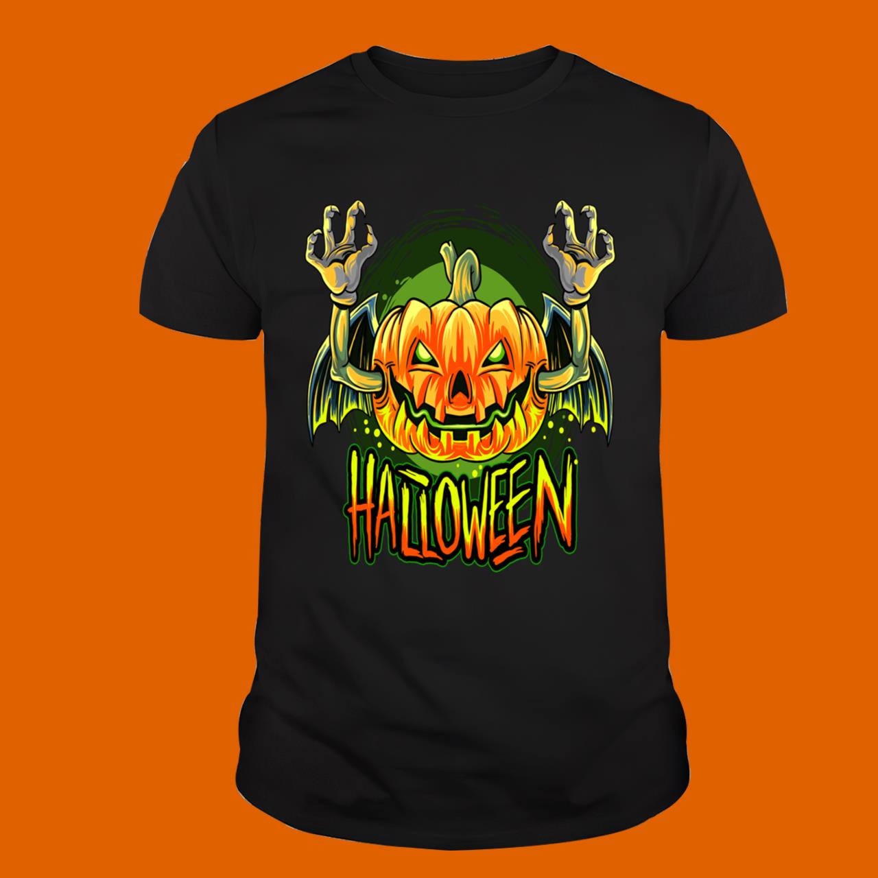Vampire Bat With Halloween Pumpkin Head Karikatur Shirt
