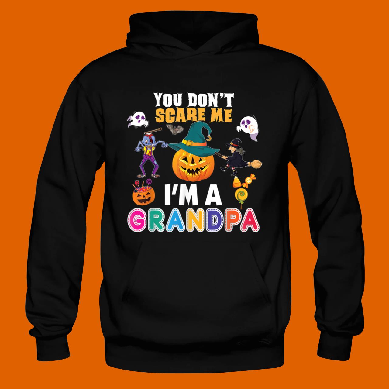 You Don't Scare Me I'm A Grandpa Can't Halloween Pumpkin T-Shirt